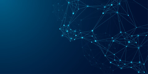 Modern digital technology background design with molecular plexus lines and dots. Futuristic network connection. Abstract mesh, big data technology, ai, science, cyberspace.