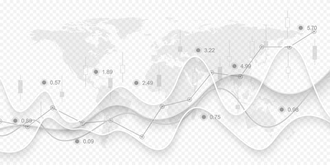 Stock market or Forex trading graph in graphic concept for financial investment or economic trends business idea design. Worldwide finance background. Vector illustration