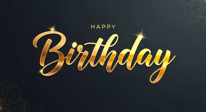 Happy birthday wishes greeting card with golden text