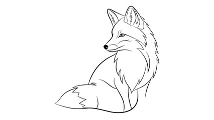 Line art illustration of a fox isolated on a white background vector design