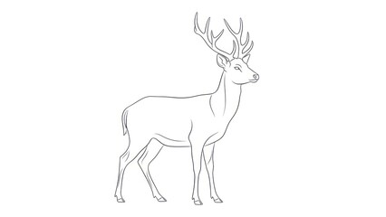Obraz premium Elegant deer illustration a detailed outline of a majestic animal