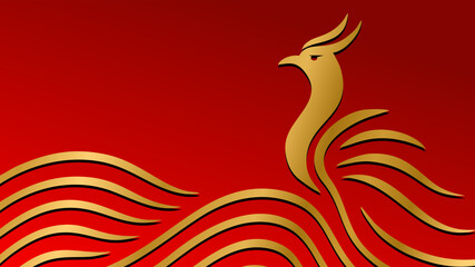 Fototapeta premium Imlek Background, Chinese Festival, Elegant phoenix illustration symbolizing rebirth, prosperity, ideal for branding and spiritual or cultural content.
