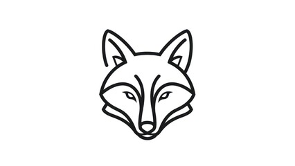Fototapeta premium Minimalist fox head illustration in black and white on white background