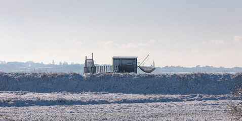 Carrelet enneigé de la Baie de Yves, Charente Maritime, France © jujud3100