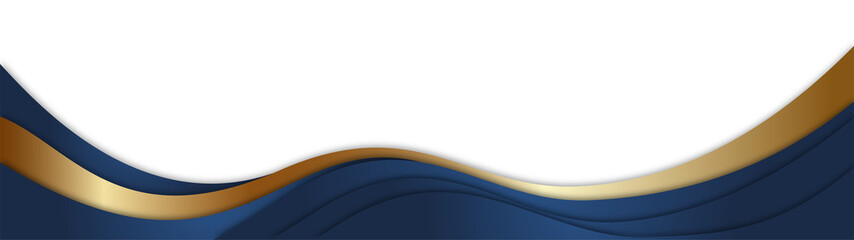 Elegant Blue and Gold Wavy Banner