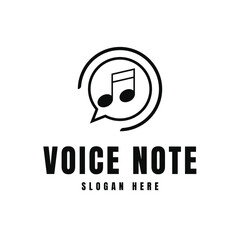 Modern Voice Note Music Logo - Circular Speech Bubble and Musical Note Icon