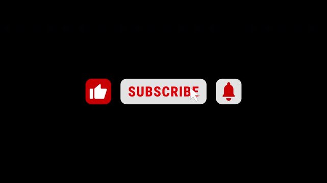 Pop up youtube subscribe like bell icon button clicked animation motion graphic. for social media and platforms.. 4K video.