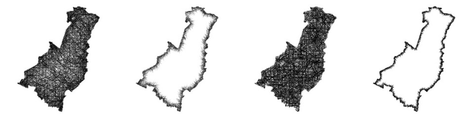 Fototapeta premium Sketch Gisborne outline map design set