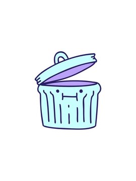 starburst effect animation of cartoon of a metal garbage can