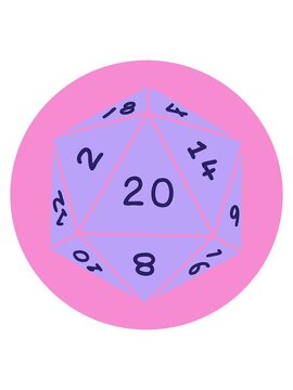 jiggle motion animation of iconic tattoo style image of a d20 dice