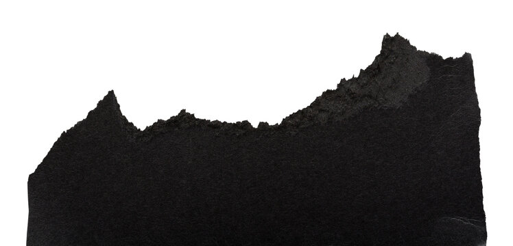 Torn black paper edge on transparent background