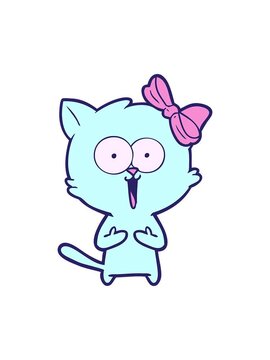 popping motion animation of a cartoon kitten drawing
