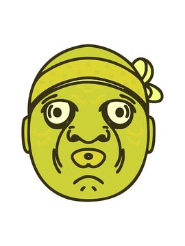 changing color animation of a japanese hyottoko noh theatre mask