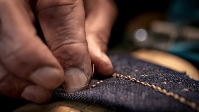 Medium shot showcasing detailed stitch fixing where a tailor mends fabric tears with expert needlework for a polished finish.