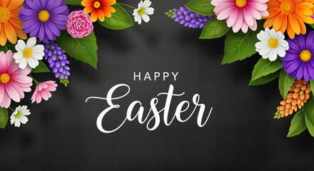 Vibrant easter floral wishes happy easter sunday with colorful flowers and foliage