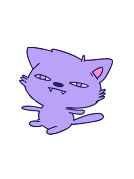 spinning motion animation of freehand drawn cartoon kawaii cat