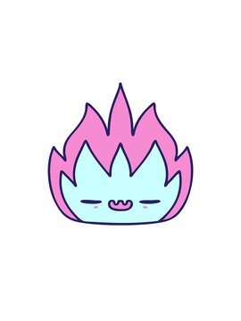 jumping motion animation of cartoon of a cute flame demon