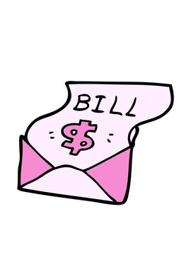 bobbing motion animation of cartoon doodle bill in envelope