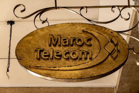 Rabat, Morocco A sign for Maroc Telecom at the downtown headquarters.