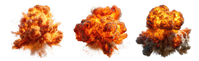 set of explosion effect isolated on transparent background