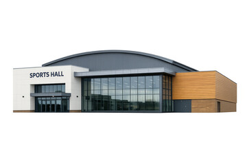 Fototapeta premium Modern sports hall building exterior with transparent background