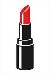 Obraz premium Minimal Lipstick Makeup Symbol With Red Tip On White Background