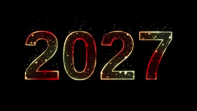 2027 new year colorful animated background	on black