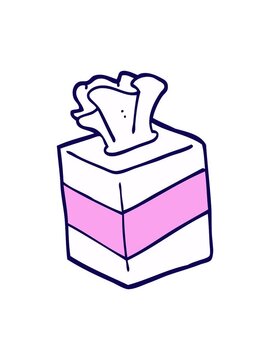 neon light effect animation of hand drawn doodle style cartoon tissue box