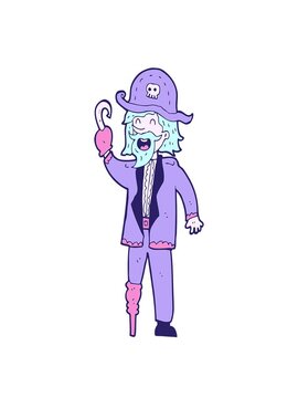 stretching up animation of cartoon pirate captain