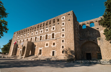 Fototapeta premium Exterior view of the Roman Theater in the ancient city of Aspendos. Antalya, Türkiye