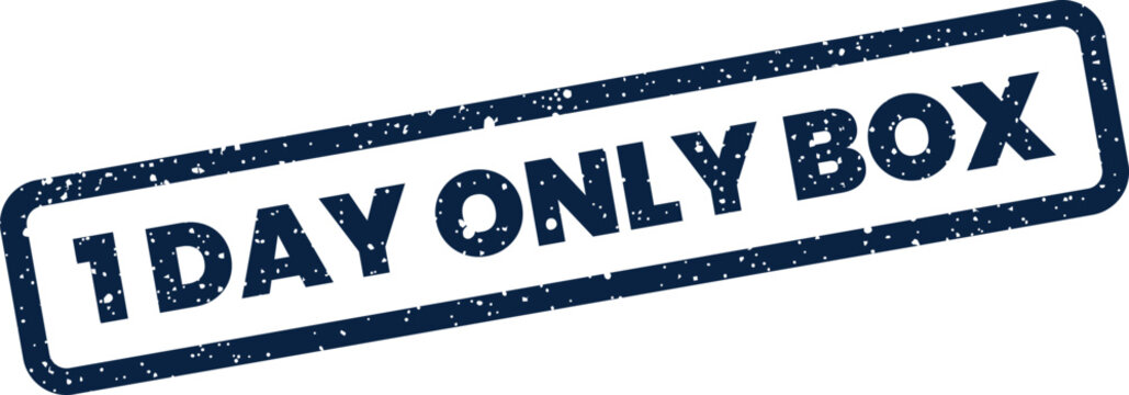 Grungy textured rubber stamp showcasing 1 DAY ONLY BOX message, ideal for packaging or delivery promotions
