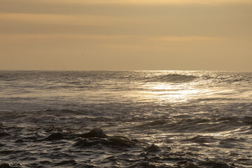 Fototapeta premium Rabat, Morocco, Large rolling and splashing waves in the Atlantic Ocean