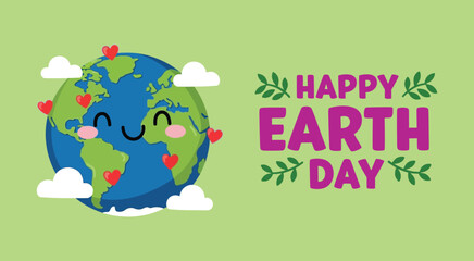 Fototapeta premium Happy earth day celebration with green globe