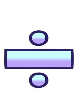 bobbing motion animation of gradient shaded cartoon of a division symbol