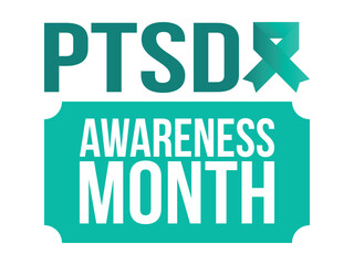 Obraz premium PTSD Awareness Month in June. Post Traumatic Stress Disorder. Celebrated annual in United States. Medical health care and awareness design. Poster, card, banner and background. Vector illustration
