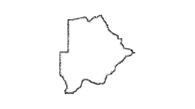 Sketch Botswana outline map animation - smooth progressive reveal