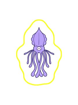 radioactive glowing animation of cartoon squid