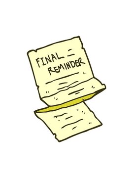 changing color animation of cartoon doodle final reminder letter