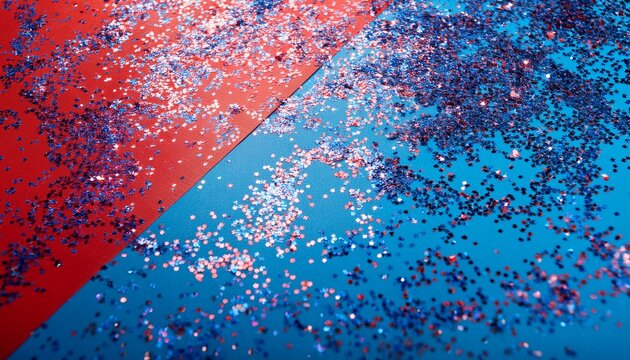 Fondo Azul Y Rojo Con Confeti Blue And Red Background With Confetti