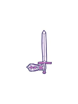 splitting effect animation of cartoon sword and hand