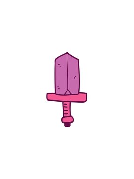 pressure popping animation of cartoon doodle jeweled dagger