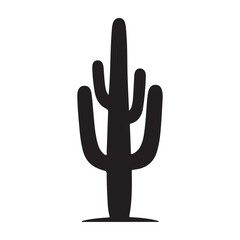 Obraz premium Black silhouette of a saguaro cactus, vector illustration, isolated on transparent background,
