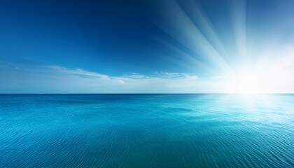 Fototapeta premium Abstract Landscape Blue Background Serene Ocean Water And Sun Light