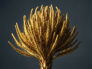 A stunning golden wheat tree with delicate branches and grains, evoking a sense of natural beauty and serenity, perfect for use in agriculture, farming, or landscape themes.
