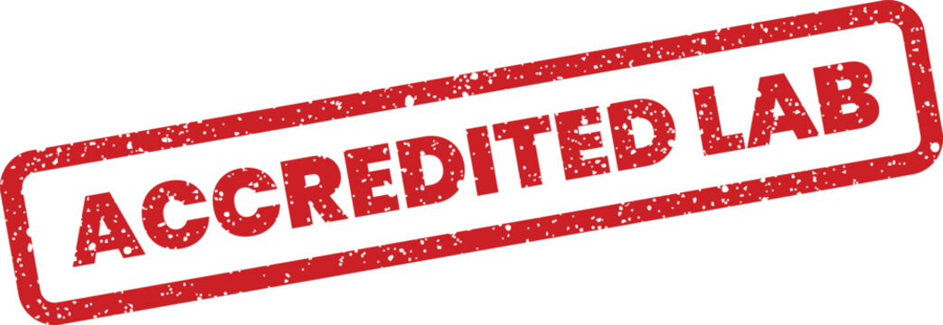 Official accredited lab rubber stamp texture for quality assurance and scientific validation approval