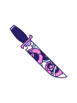 bobbing motion animation of tattoo of a dagger and flowers
