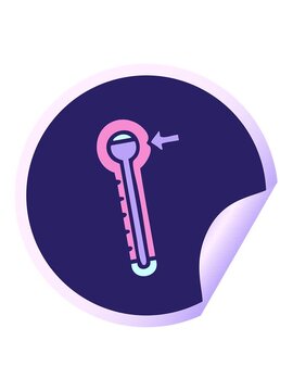 shaking motion animation of circular peeling sticker cartoon of a hot thermometer