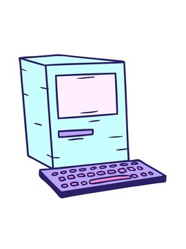 spinning motion animation of hand drawn cartoon doodle of a computer and keyboard