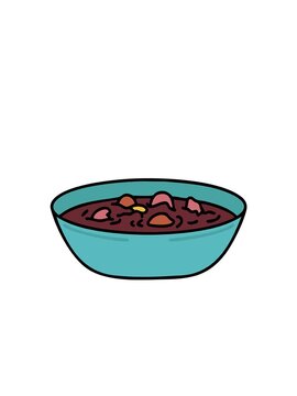 jumping motion animation of traditional brazil bean feijoada stew