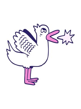 shine light effect animation of cartoon doodle flapping duck